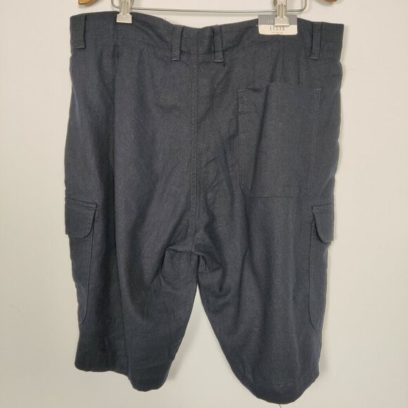 NEW Scott Ellis Men's Cargo Shorts Size 34 R Aaron Navy Linen Casual Lightweight - Picture 7 of 11